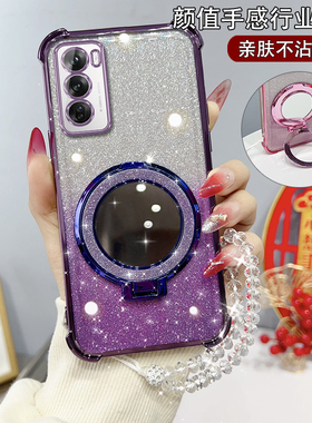 适用OPPORENO12手机壳reno12pro镜子支架PJV110硅胶pjwl10新款ronel2pro。女款rneo12pr0防摔ren012pro网红女