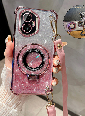 带镜头膜适用华为荣耀300手机壳网红斜挎女款保护套Honor200Pro带磁吸支架100/90气囊80/70防摔60/50se长挂绳