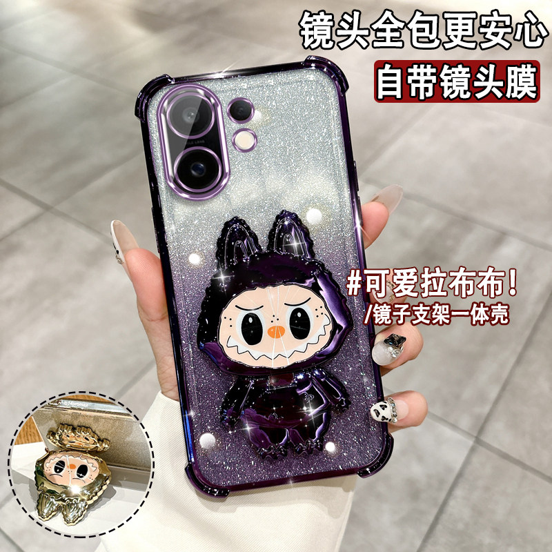 适用于vivoS30手机壳网红女新款保护套S30Promini化妆镜支架软壳V2464A硅胶气囊防摔S3O全包镜头vivi闪粉透明