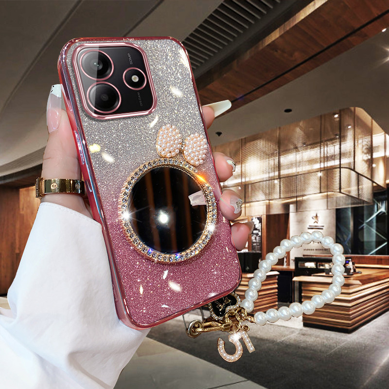 红米Note14手机壳创意带镜子硅胶