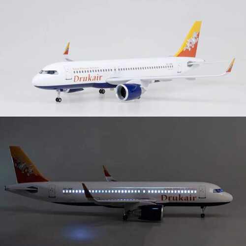43CM 不丹A320NEO 带灯空客A320neo仿真民航客机飞机模型摆件