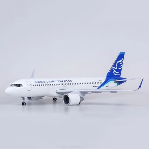 带轮子带灯 47cm华夏航空 A320neo 仿真民航客机飞机模型1:80