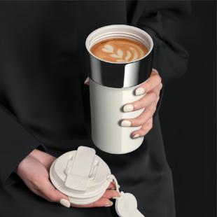 日本精选拿铁杯子女生316不锈钢随行学生吸管水杯新款咖啡保温杯