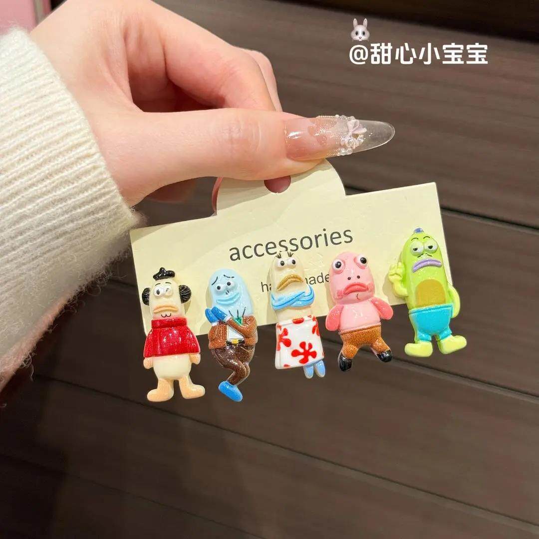 可爱比奇堡丑萌搞怪呆呆鱼迷你发夹碎发额发饰刘海发卡饰品头饰CL