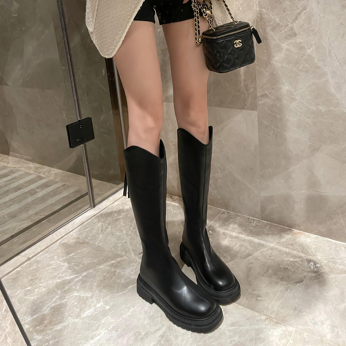 大叔家达文西鞋子 [大叔家]高挑御姐~厚底新款弹力V口长筒靴女后