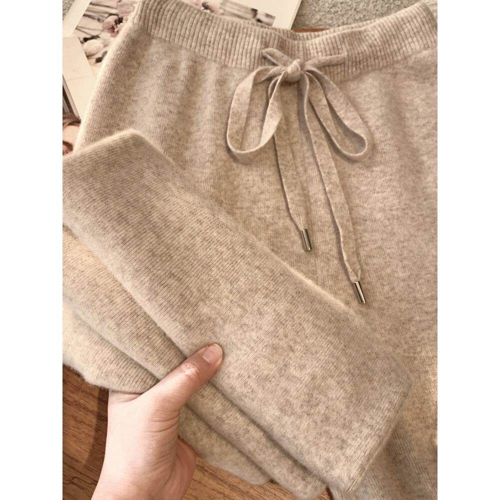 今年流行的裤子！秋冬加厚软糯羊毛裤女针织阔腿裤休闲直筒羊毛裤