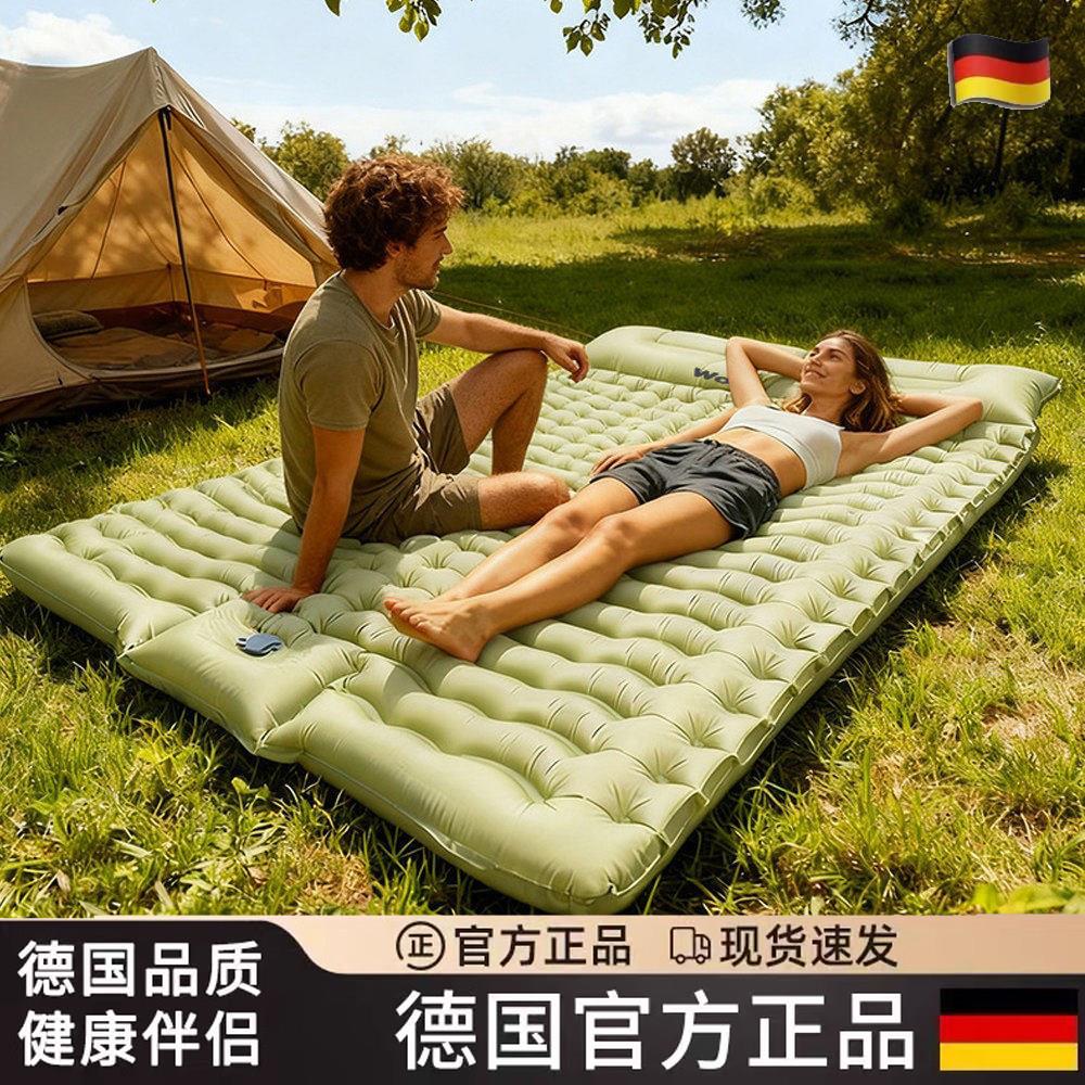 德国户外轻量化防潮垫充气睡垫双人加宽便携式海滩露营垫子午休垫