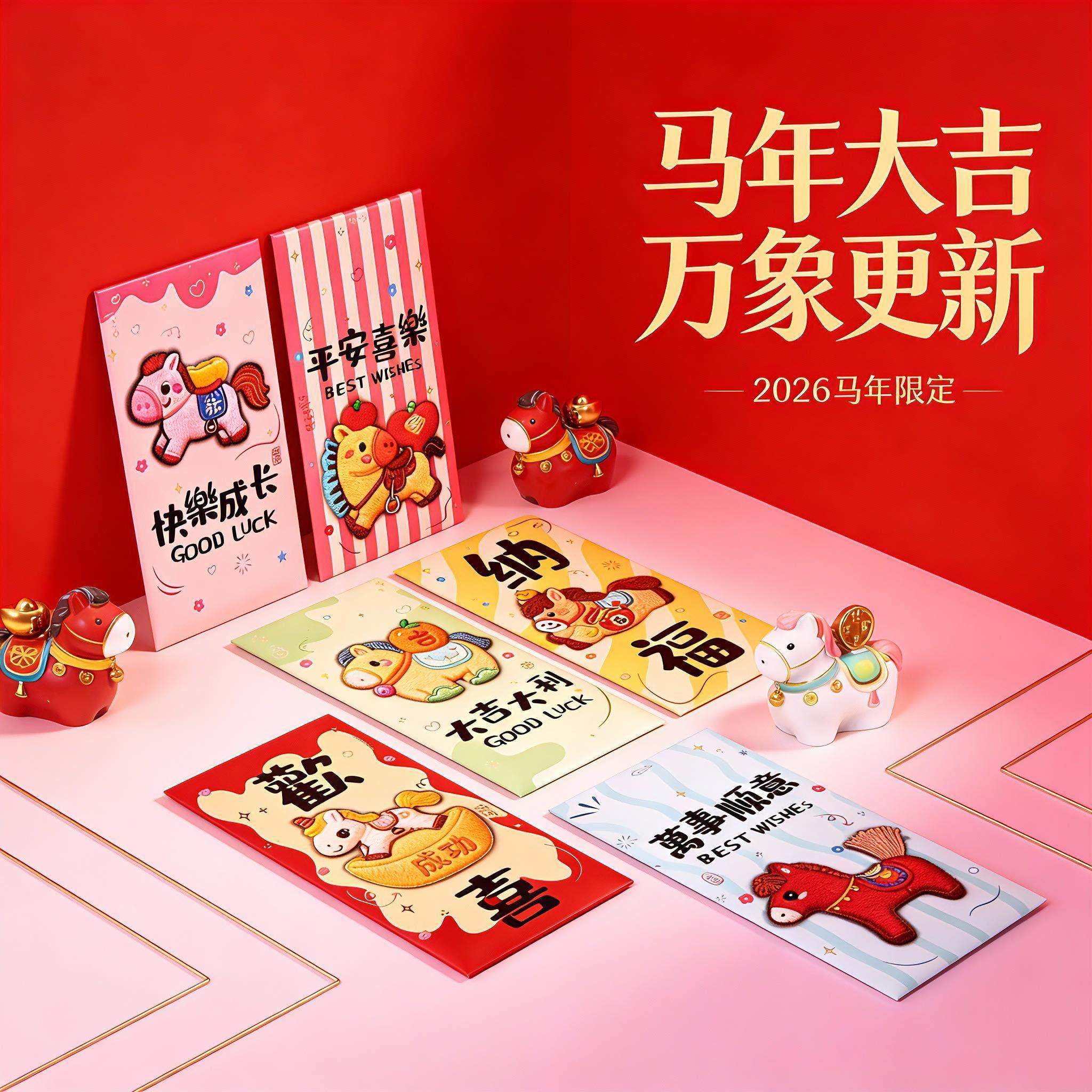 马年2026立体刺绣红包个性创意可爱春节过年压岁包拜年通用利是封,节庆用品/礼品,红包/利是封,淘宝优惠券,粉丝福利购,淘宝优惠卷