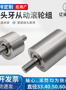 无动力滚筒铁从动轮配双头牙轴心平皮带用惰轮双轴承滚轮砂带机轮