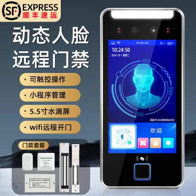 人脸识别门禁系统一体机防水人面部刷脸指纹刷卡密码考勤电磁力锁