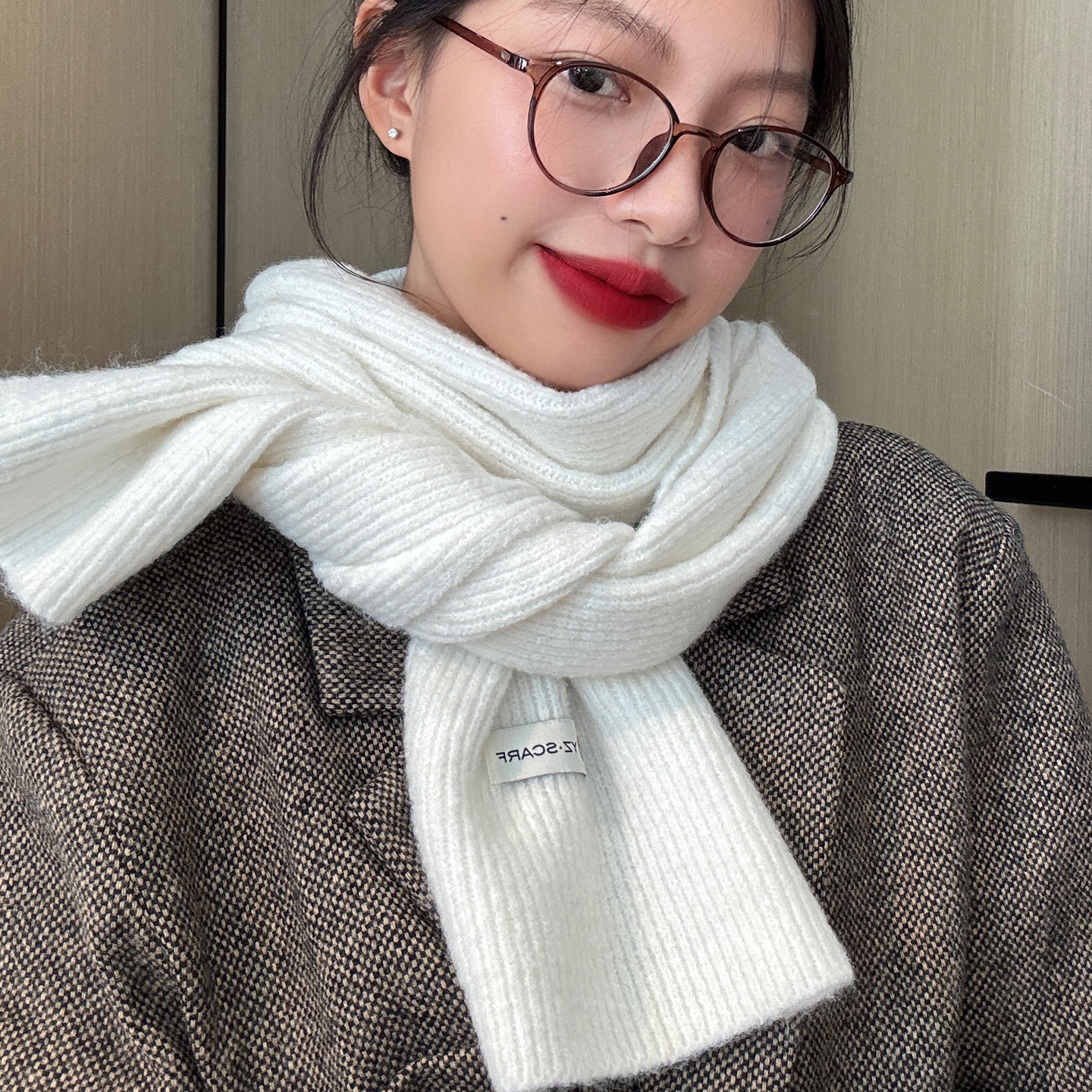 2025新款针织围巾女秋冬季韩版百搭学院风保暖学生毛线护颈围脖男