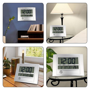 LCD Digital Wall Clock With Thermometer Electronic Temperatu
