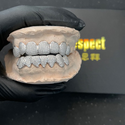 Respect 私人订制925银5a锆石grillz牙套