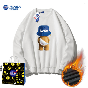 NASA WEEK2023圆领连帽卫衣男女潮牌宽松百搭简约秋季情侣上衣