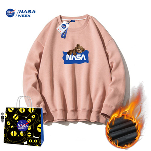 NASA WEEK2023圆领连帽卫衣男女潮牌宽松百搭简约秋季情侣上衣
