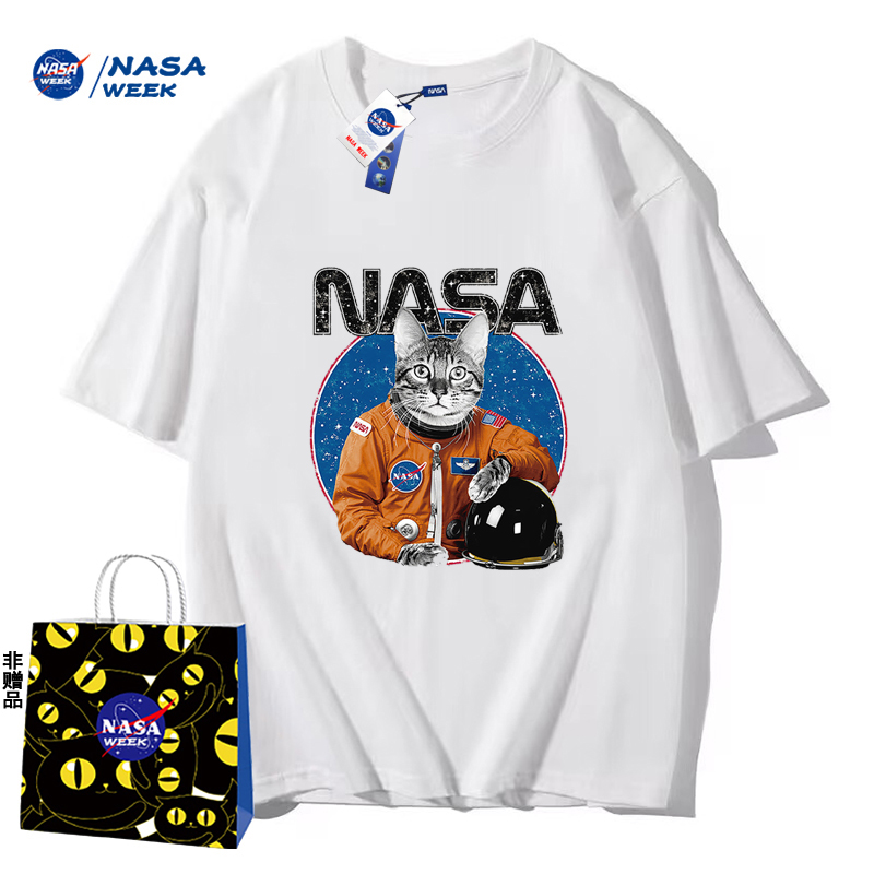 NASA WEEK官网抖音官方联名款新品2023纯棉短袖男女潮牌情侣装T恤