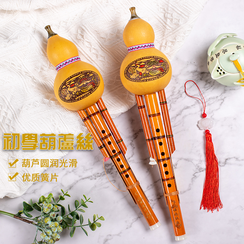 天然紫竹葫芦丝七孔双音凤尾竹C调小孩成人降B初学零基础民族乐器