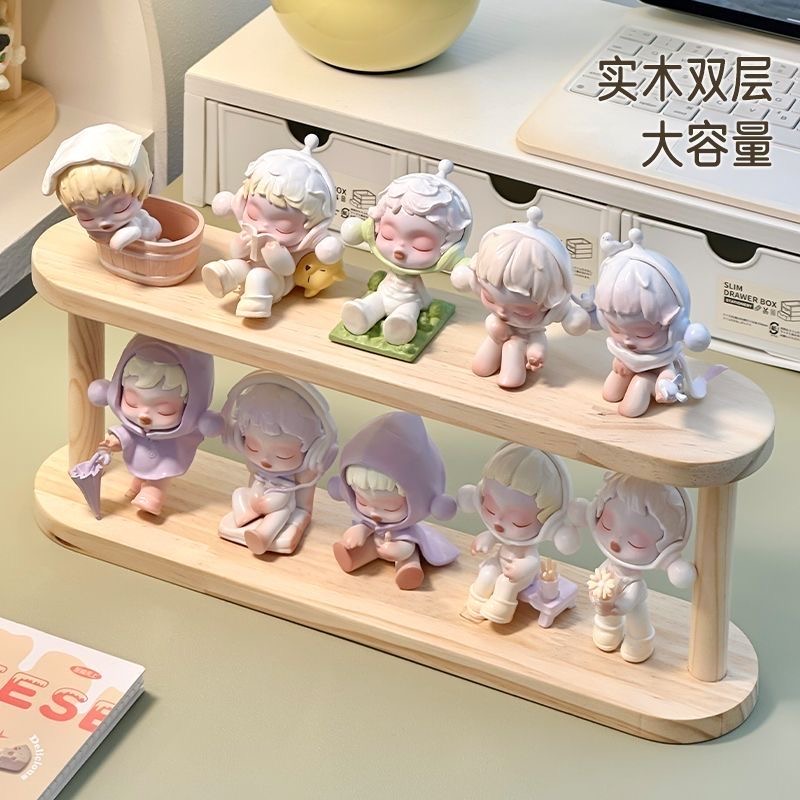 实木化妆品展示置物架收纳架桌面潮手办泡泡玛特盲盒多肉绿植架子