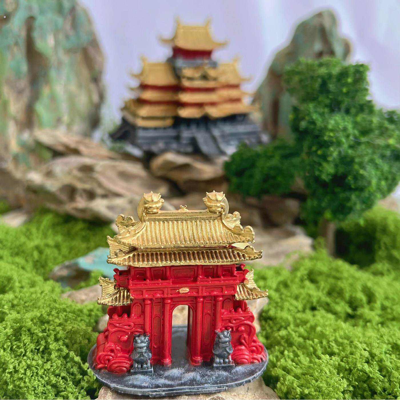 探方古建筑模型中式古典风格小院门牌坊装饰造景摆件水陆缸微景观