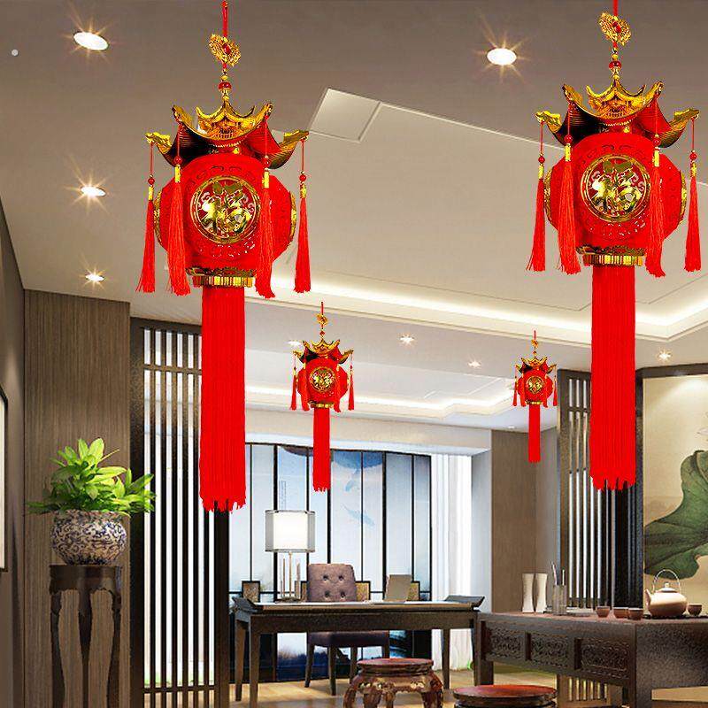 新年灯笼装饰红灯笼室内客厅春节中国风2026新款仿古六角宝塔宫灯