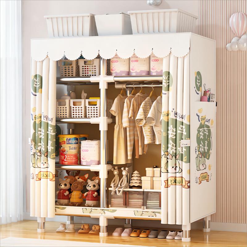 速发儿童衣柜简易组装布物柜卧室家用宝宝衣衣收纳柜房服橱储衣柜