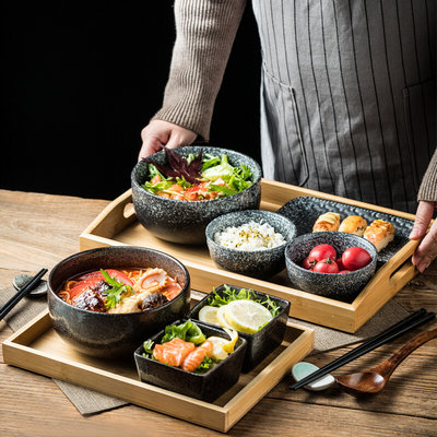 日式一人食陶瓷碗盘餐具用碗碟筷盘单人早餐套装面碗家用商用饭店