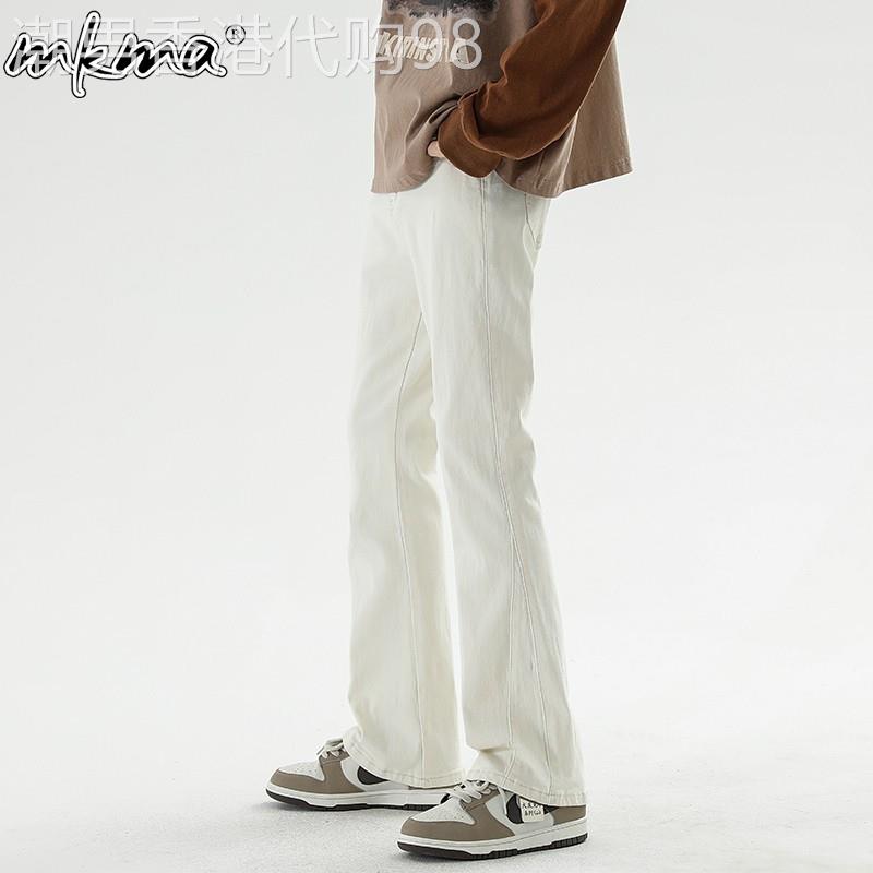 微喇牛仔裤男新款潮流休闲直筒长裤时尚百搭宽松垂感阔腿拖地裤子