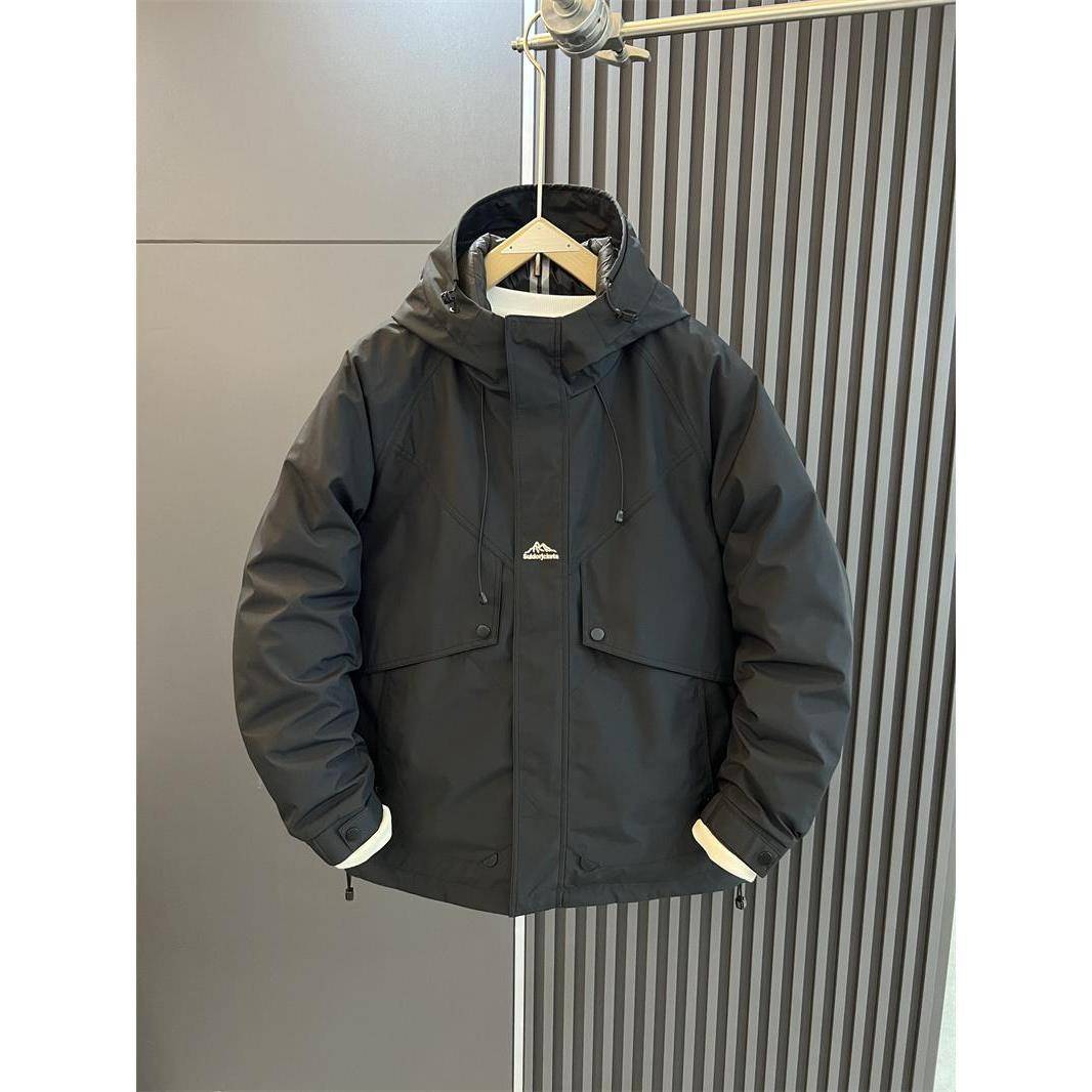 代购三合一可拆卸羽绒服工装外套男士冬季休闲宽松连帽情侣夹克潮