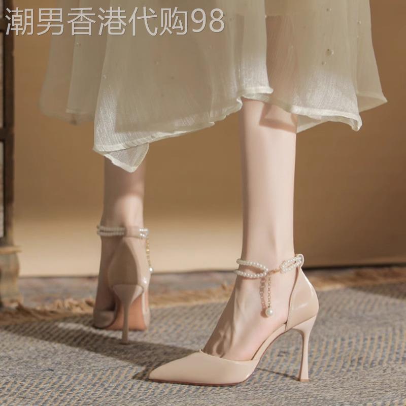 高级感包头高跟凉鞋女2025夏季新款细跟一字带女士气质法式高跟鞋