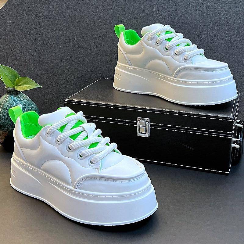 厚底小白鞋男真皮韩版百搭白鞋男2025新款运动休闲软底增高板鞋男