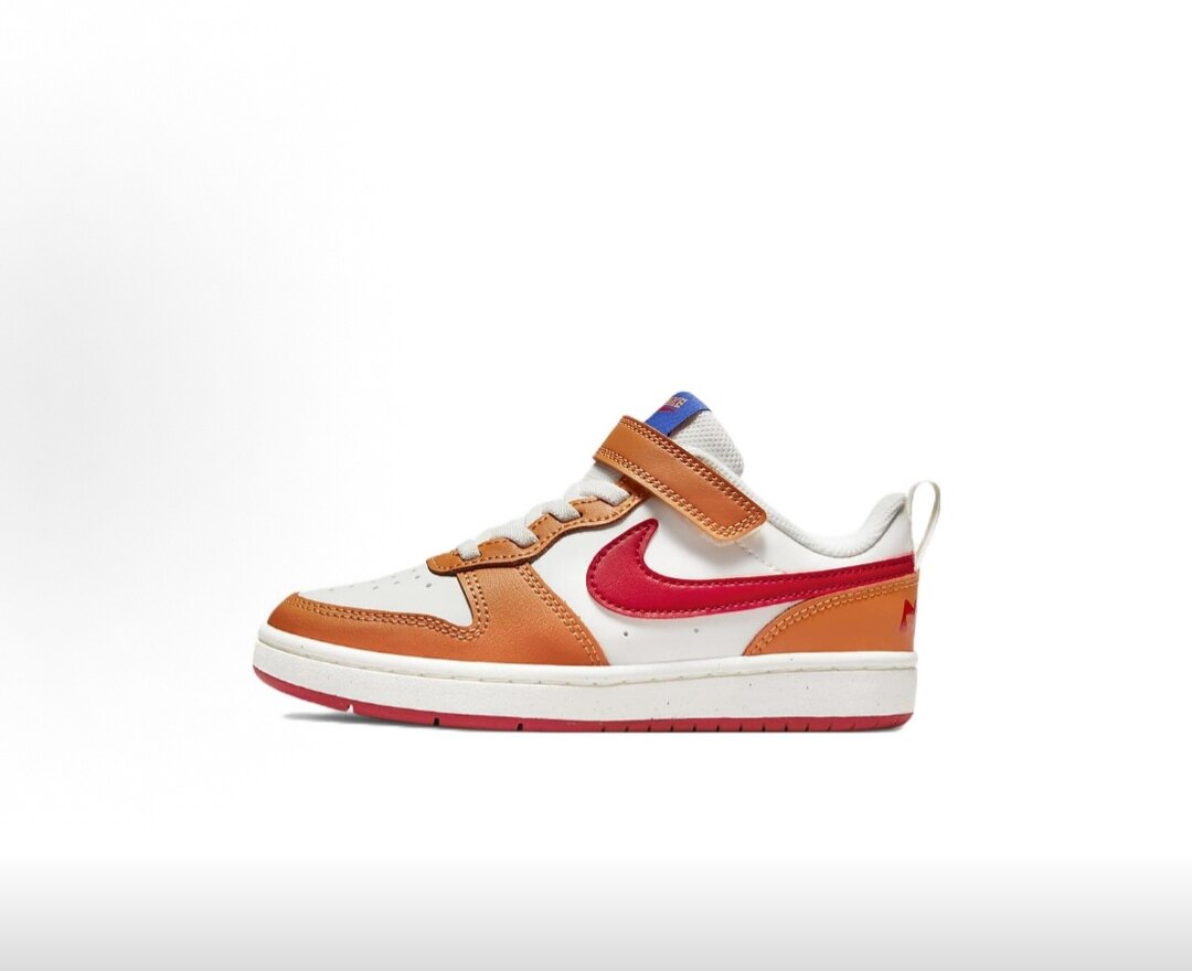 Nike Court Borough Low 2 舒适 低帮 板鞋 白橙色 中小童