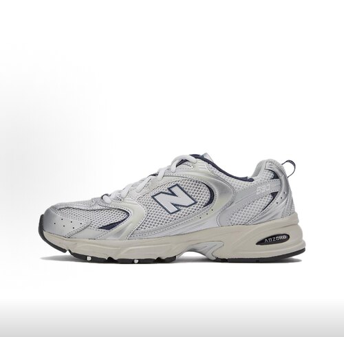 New Balance NB 530 春季 舒适 织物人造革 低帮跑步鞋 米白银