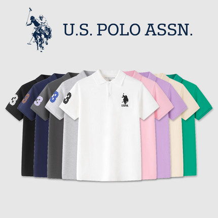 USPOLO男童大童polo衫短袖夏季POLO领T恤女童2025新款儿童半袖