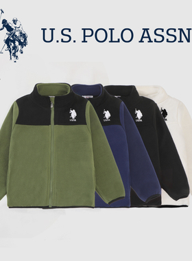 USPOLO童装男童摇粒绒外套秋冬2025新款儿童冬季男孩抓绒上衣冬装