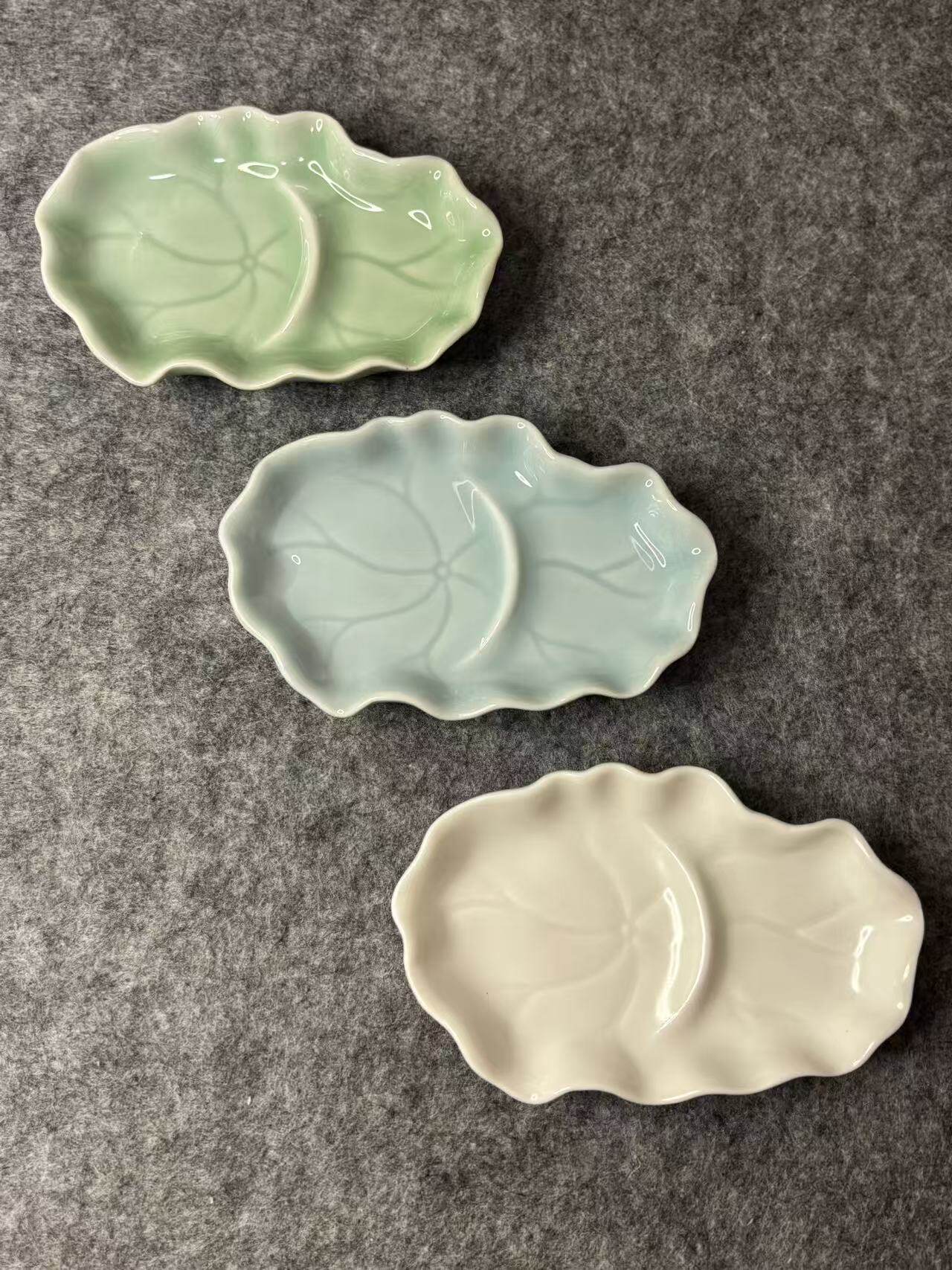 景德镇陶瓷荷叶墨碟文房四宝书法小楷笔舔刮墨创意古风小号墨汁盘