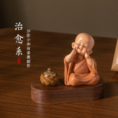 原创可爱佛系小和尚汽车摆件车载香薰中控台禅意装 饰品男女