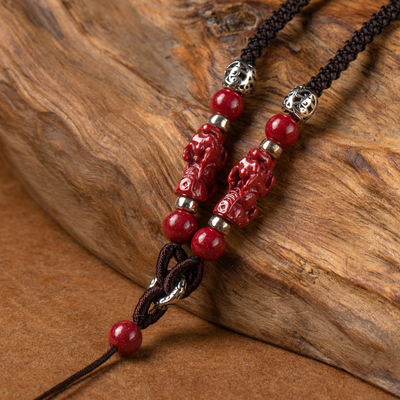 朱砂貔貅玉佩吊坠挂绳男女项链