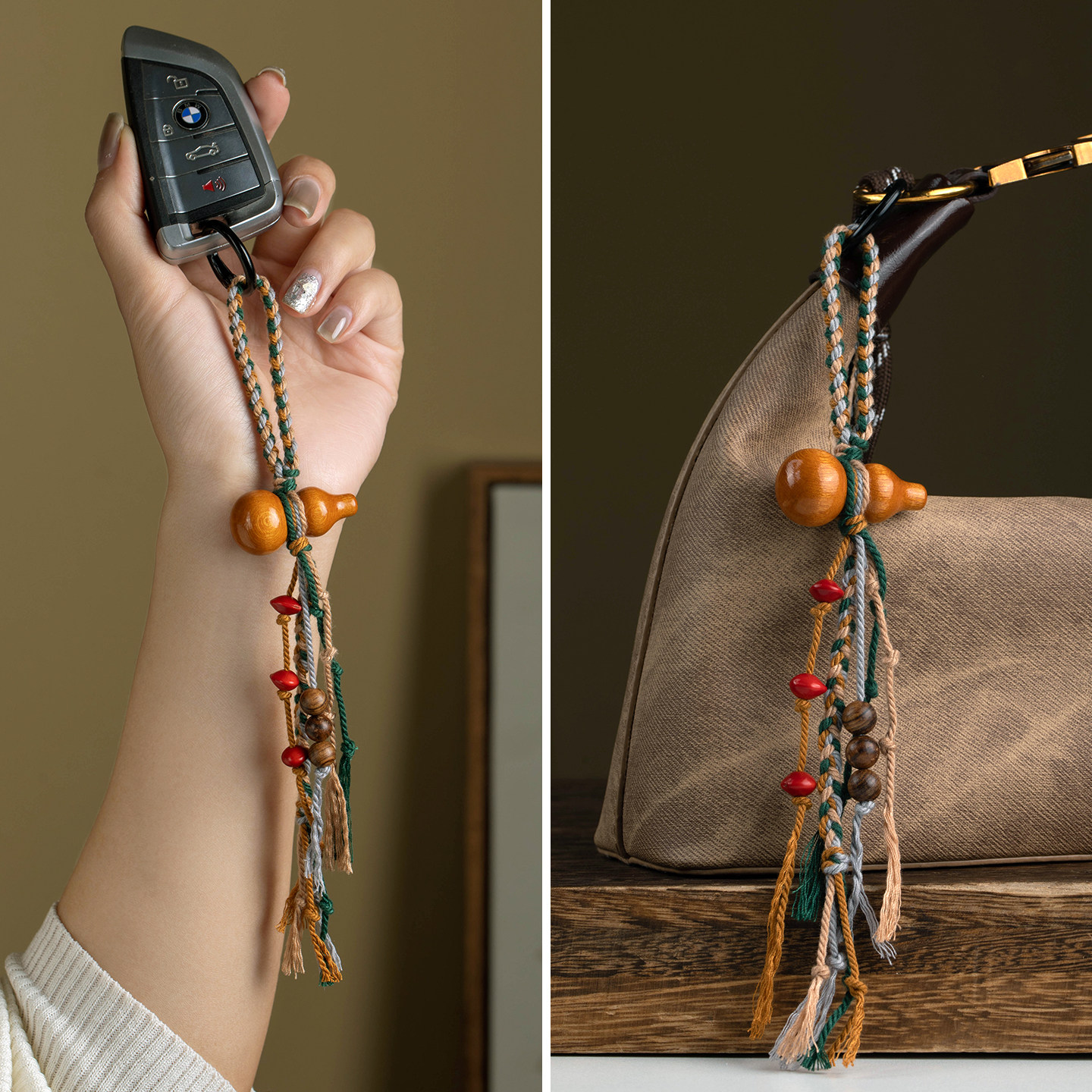 【葫芦护路】桃木小葫芦钥匙扣吊坠手捻文玩国风包包挂件手工编绳,饰品/流行首饰/时尚饰品新,小众木作,淘宝优惠券,粉丝福利购,淘宝优惠卷