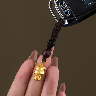 铜镀金十二生肖钥匙挂件金鼠来财手机链沙金老虎本命年钥匙扣挂坠