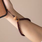 绿檀木手机挂绳黄杨木莲花国风短款 手机链檀香手腕女挂绳手机挂绳