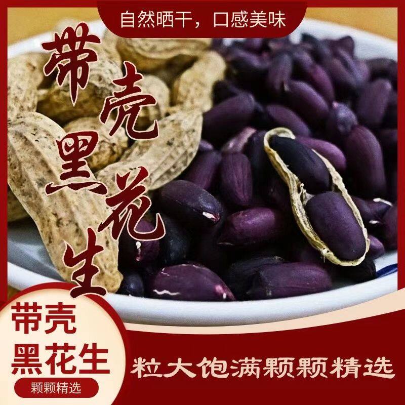 【源头工厂】富晒黑花生正品云南黑花生带壳紫衣花生养胃生花生