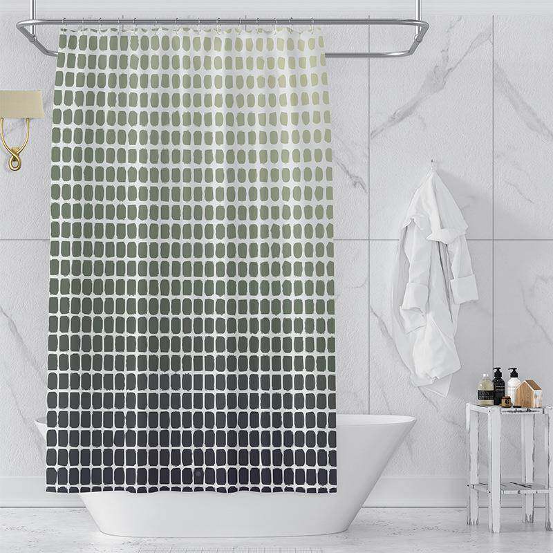 厂码家直供YL950 跨数境 意简创约印花浴帘 防水涤纶浴室帘 淋浴