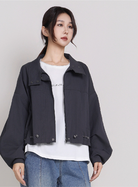 Jane express/简表达极简风纯色系捏褶花苞下摆女士外套CWT62002