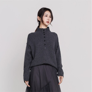 上衣CMS62001 简表达100%羊毛格雷系女士纯色针织衫 Jane express