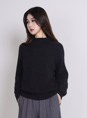 Jane express/简表达100%羊毛针织内搭极简高智圆领毛衣DMS52011