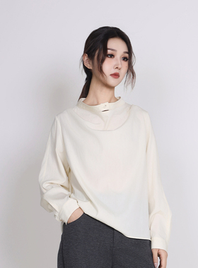 Jane express/简表达2025冬季新款罩衫长袖衬衫简约休闲DZS51001