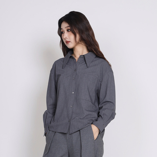 Jane express/简表达25年冬季新款长袖时尚简约休闲衬衫DCY53004