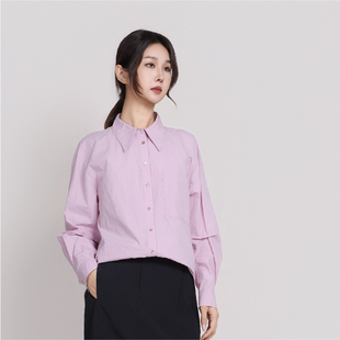 Jane express/简表达纯棉多巴胺纯色柔润系百搭衬衫上衣CCY62001
