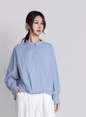 Jane express/简表达纯色立领多巴胺纯色系极简风衬衫女CCY62004