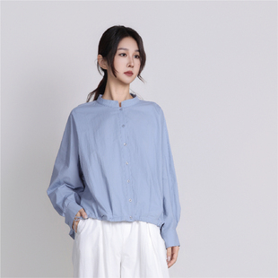 Jane express/简表达纯色立领多巴胺纯色系极简风衬衫女CCY62004